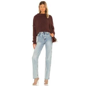 NWT Free People Oversized Crop San Vincente Pullover Sweater Women Size XS Brown